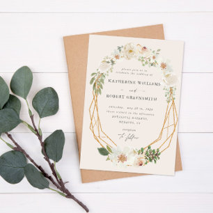 Ivory Floral Garden Elegant Wedding Invitation