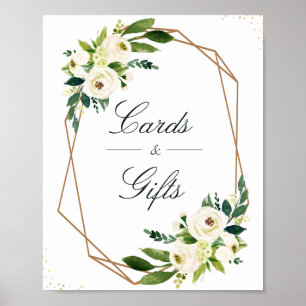 Ivory floral geometric wedding Cards & Gifts sign