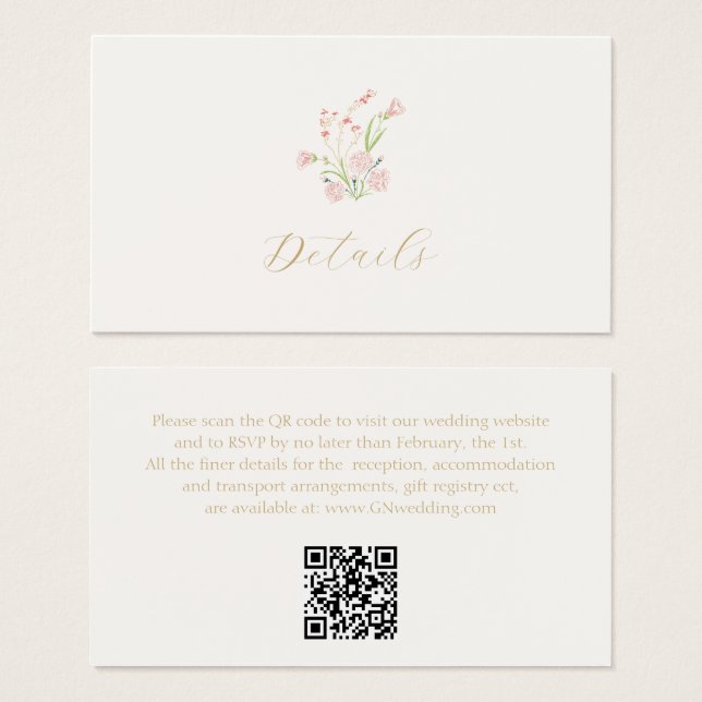 Ivory Floral Gift Registry Wedding Enclosure Card (Front & Back)
