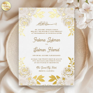 Ivory Floral Gold Islamic Muslim Wedding