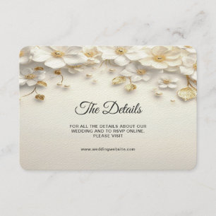 Ivory Floral Gold Leave Detail Enclosure Card