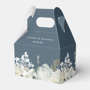 Ivory Floral Greenery Personalised Elegant Wedding Favour Box