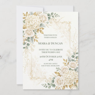 Ivory Floral Greenery Wedding Invitation