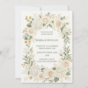 Ivory Floral Greenery Wedding Invitation
