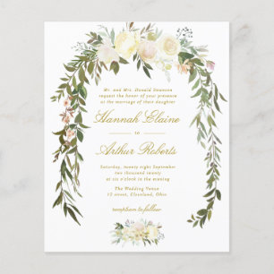 ivory floral greenery wedding invitation