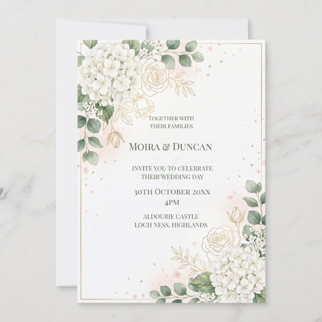 Ivory Floral Greenery Wedding Invitation (Front)