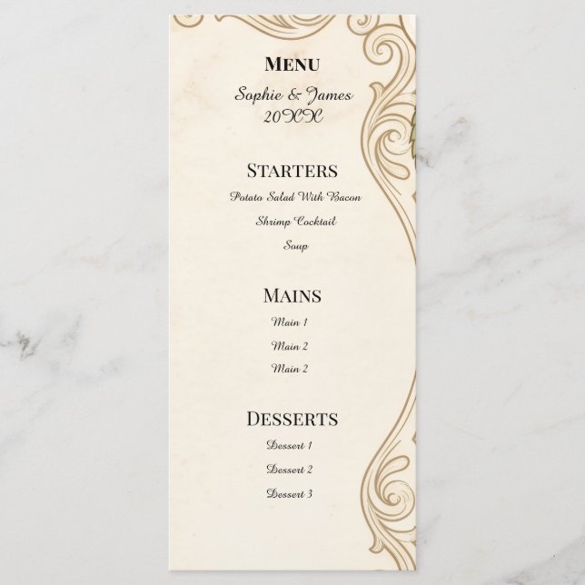 Ivory Floral Greenery Wedding Menu (Front)