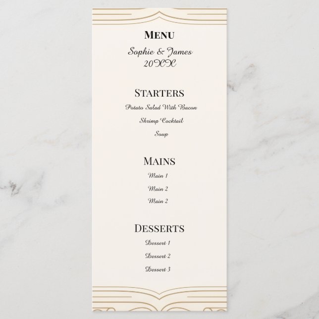 Ivory Floral Greenery Wedding Menu (Front)