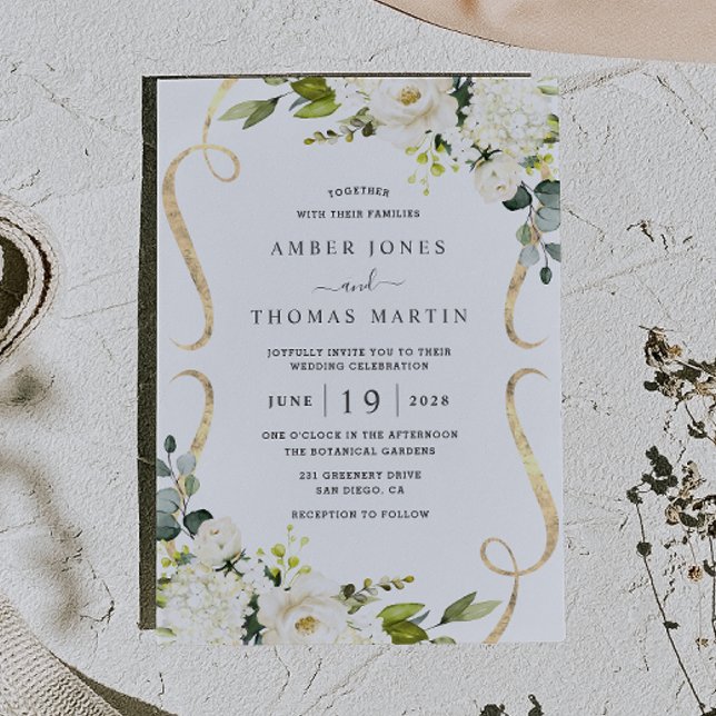 Ivory Floral Pretty Wedding Invitation (Creator Uploaded)
