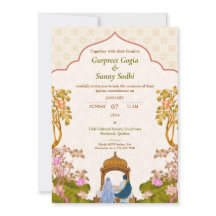 Ivory Floral Punjabi Sikh Wedding Invitation