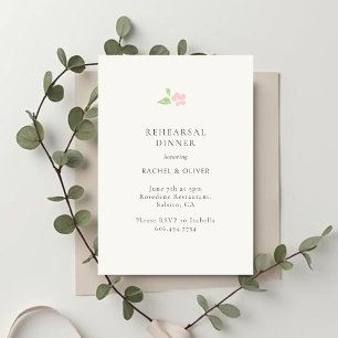 Ivory Floral Rose Wedding Rehearsal Dinner Card