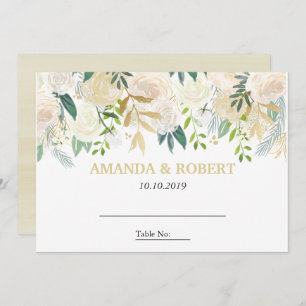Ivory Floral Roses  wedding Table Place PINK Invitation