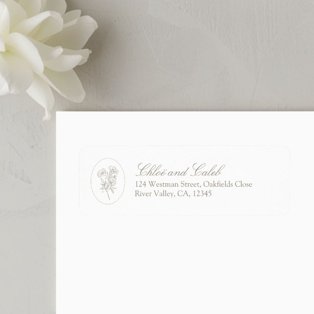 Ivory | Floral Script Return Address Label (Creator Uploaded)