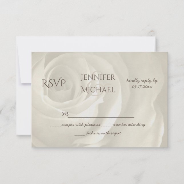 ivory floral simple elegant wedding RSVP (Front)