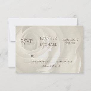 ivory floral simple elegant wedding RSVP Card