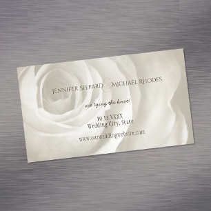 ivory floral simple elegant wedding save the date 	Magnetic business card