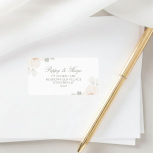 Ivory Floral Simple Wedding Return Address Label