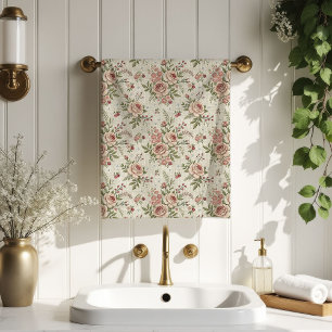 Ivory Floral Towels Elegant Shabby Chic Touch