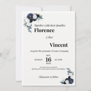 Ivory Floral Wedding Invitation