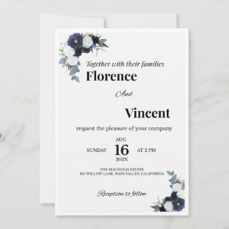 Ivory Floral Wedding Invitation