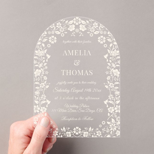 Ivory Floral Wedding Romantic Invitation (Insitu (Handheld))