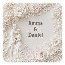 🤍 Ivory Floral Wedding Silhouette Frame🤍