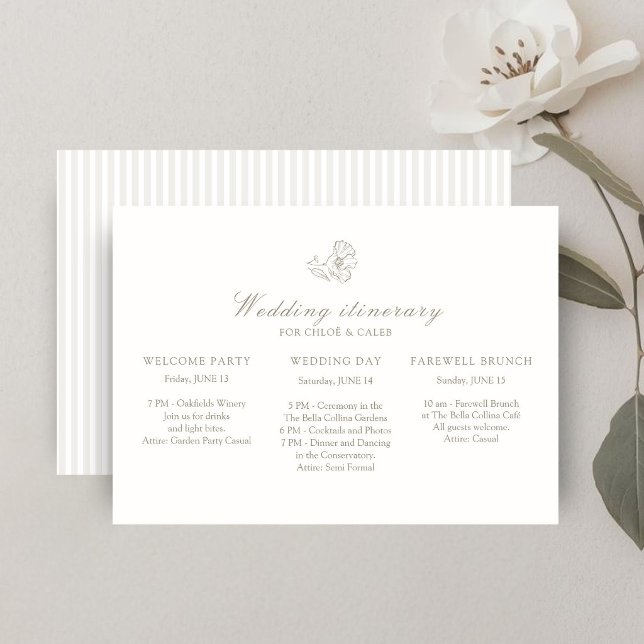 Ivory | Floral Wedding Weekend Itinerary Timeline Invitation (Creator Uploaded)