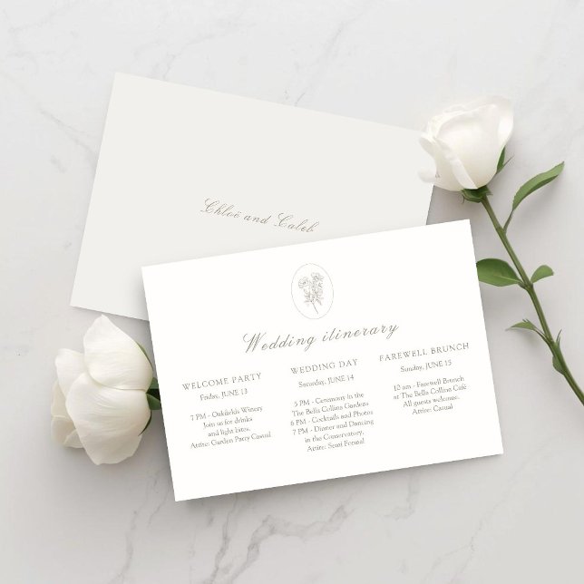 Ivory | Floral Wedding Weekend Itinerary Timeline Invitation (Creator Uploaded)