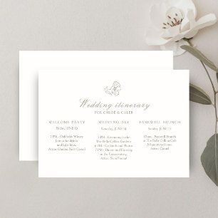Ivory   Floral Wedding Weekend Itinerary Timeline Invitation