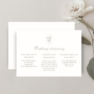 Ivory Floral Wedding Weekend Itinerary Timeline Invitation