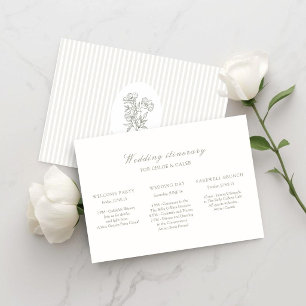 Ivory Floral Wedding Weekend Itinerary Timeline Invitation