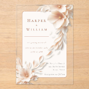 ivory florals flowing acrylic wedding invitation