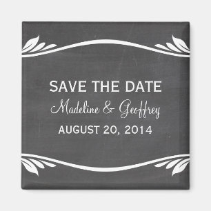 Ivory Flourish Chalkboard Save the Date Magnet