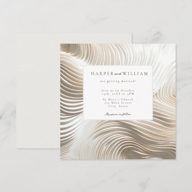 Ivory flow off-white wedding invitation (Front/Back)