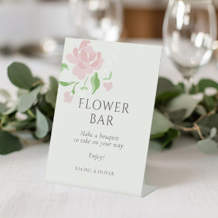 Ivory Flower Bar Wedding Table Top Pedestal Sign