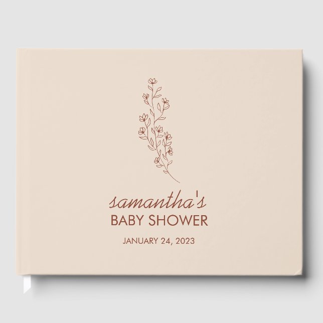 Ivory Flower Fall Save Date for Baby Guest Book (Front)