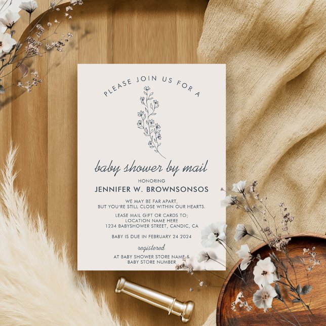 Ivory Flower Summer Fall Baby Shower by Mail Invitation (Creator Uploaded)