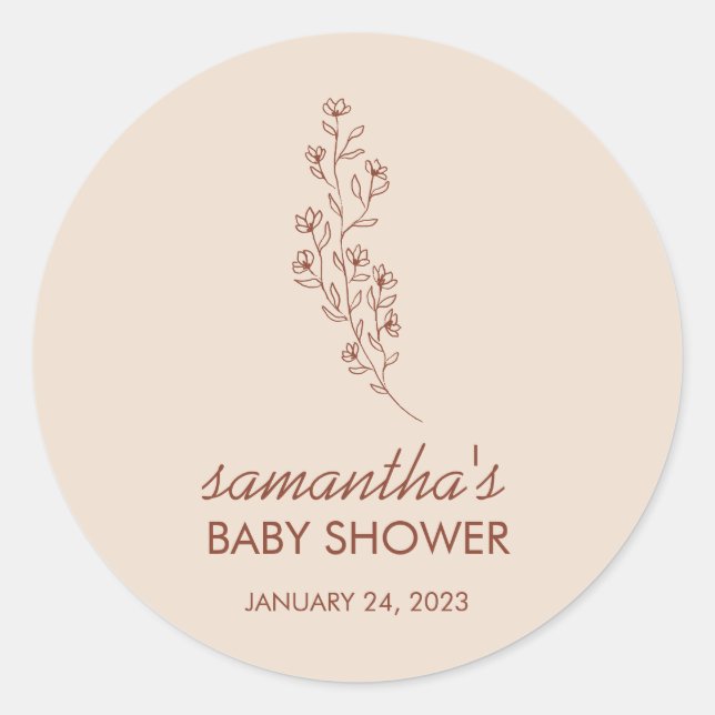 Ivory Flower Summer Fall Save Date for Baby Classic Round Sticker (Front)