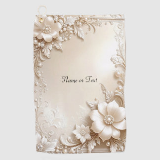 Ivory Flowers Golf Towel