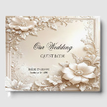Ivory Flowers Guest Book
