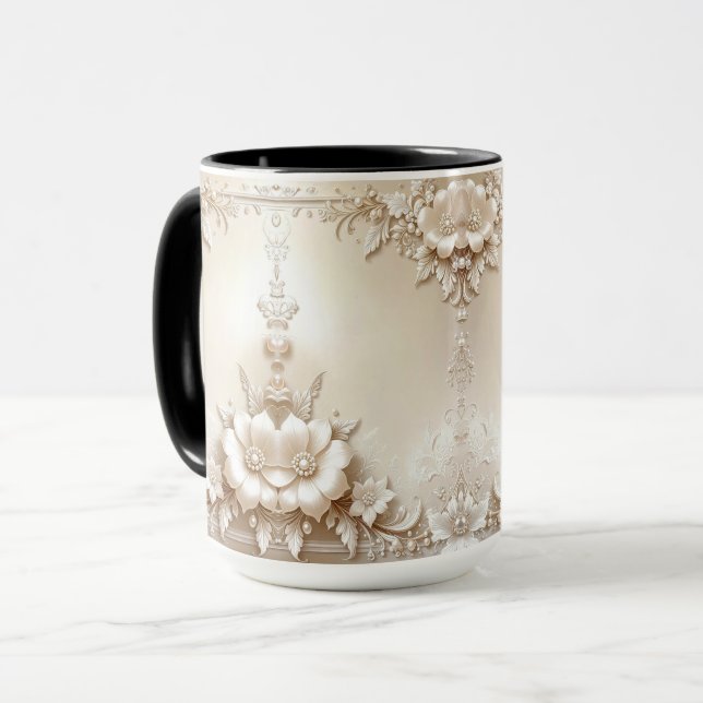 Ivory Flowers Mug (Front Left)