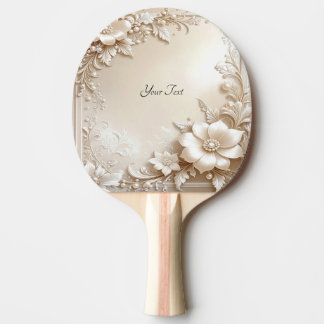 Ivory Flowers Ping Pong Paddle