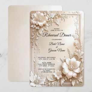Ivory Flowers Rehearsal Dinner Invitation