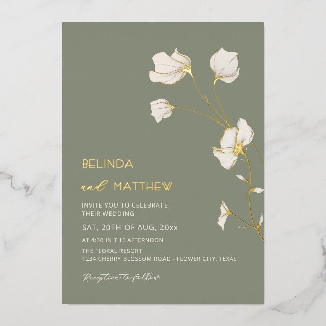 Ivory Flowers Sage Green Casual Wedding (Front)
