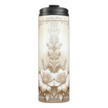 Ivory Flowers Thermal Tumbler
