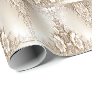 Ivory Flowers Wrapping Paper