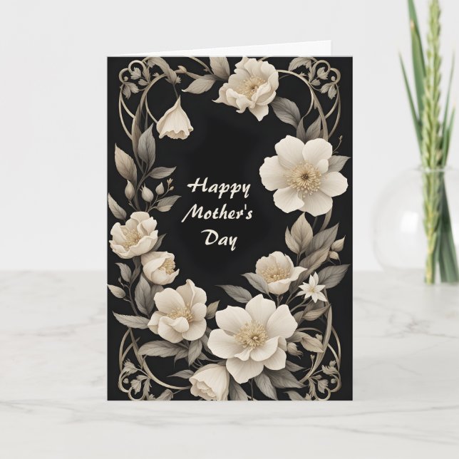 Ivory Flower's Wreath Mother's Day Holiday Card (Front)