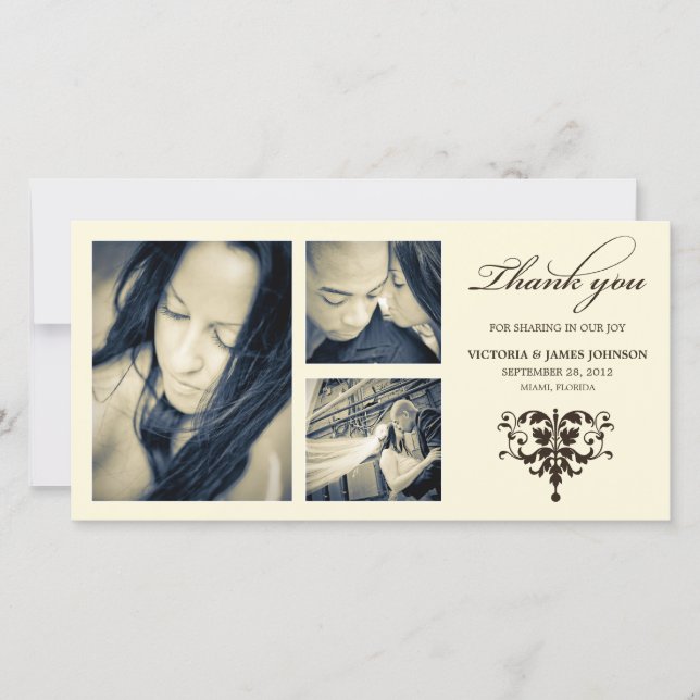 IVORY FORMAL COLLAGE | WEDDING THANK YOU CARD (Front)