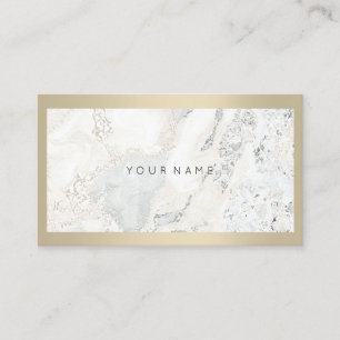 Ivory Frame Metallic Stone Grey Marble Minimal Business Card