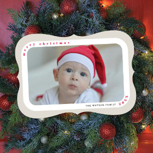 Ivory Framed Photo Family Christmas Card